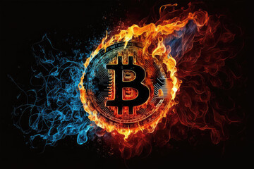 Bitcoin with futuristic theme cryptocurrency coin background