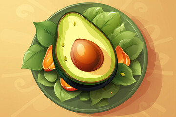 Juicy delicious avocado lies on a beautiful plate, Ai generated