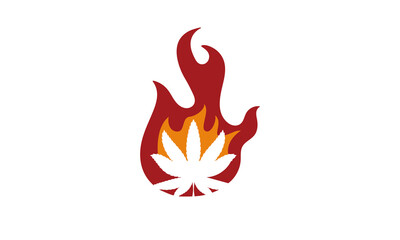 Cannabis burn leaf logo vector design