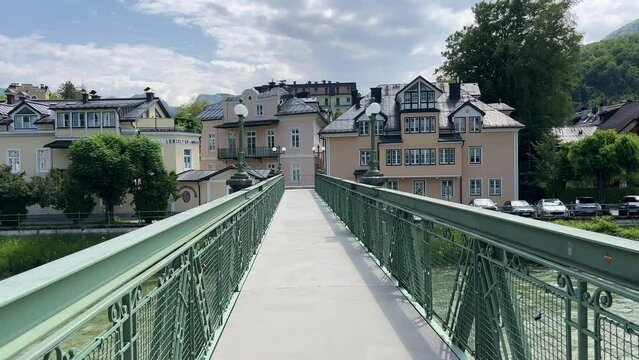 Bad Ischl near Traun river in Upper Austrian Salzkammergut