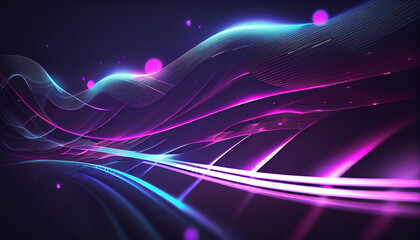 Fototapeta na wymiar Abstract futuristic background with pink blue glowing neon moving high speed wave lines and bokeh lights Ai generated image