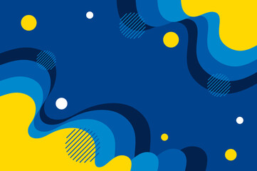 Illustration Vector Graphic of Fluid Shape. Colorful Blue and Yellow Geometric Background Template. Simple and Modern Concept.