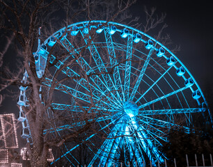 Ferris wheel at Liseberg amusement park in Gothenburg at night
