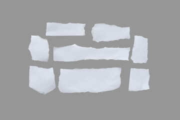 Recycled paper craft stick on a white background. white paper torn or ripped pieces of paper isolated on white background.