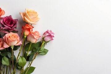 Fototapeta premium A bunch of roses sitting on top of a table. Generative AI.