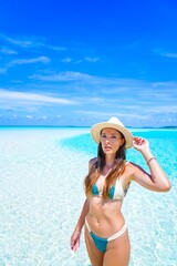 woman on the sandbank in maldives, maldives beach shooting 