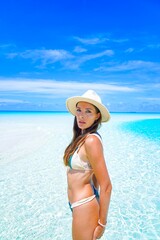 woman on the sandbank in maldives, maldives beach shooting 