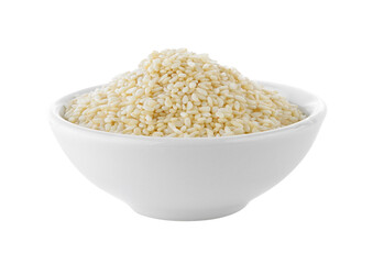 White sesame in bowl on transparent png