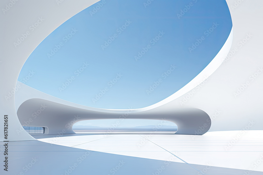 Poster white minimal architecture building background empty wide space for mock up, concrete floor car park