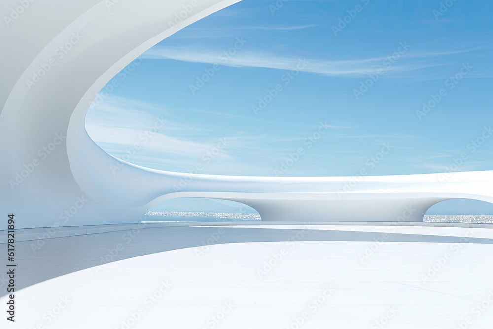 Poster white minimal architecture building background empty wide space for mock up, concrete floor car park