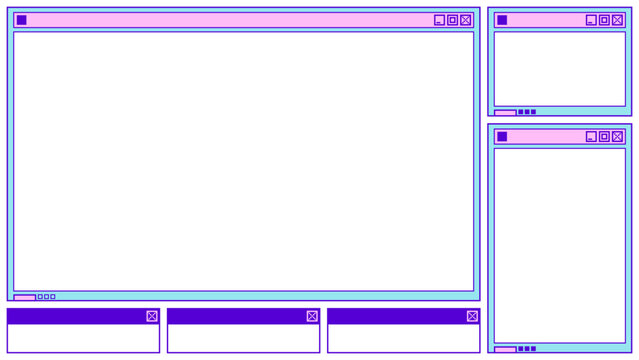 Kawaii Computer dialog box stream overlay pink & blue template vector design (aspect ratio 16:9)