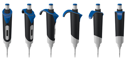 Pipettor over a transparent background. 3D render.