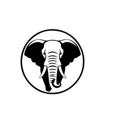 elephant black and white vector illustration