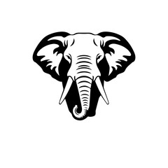 elephant black and white vector illustration