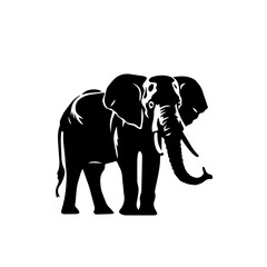 Fototapeta premium elephant black and white vector illustration