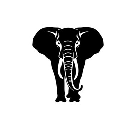 elephant black and white vector illustration