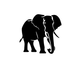elephant black and white vector illustration