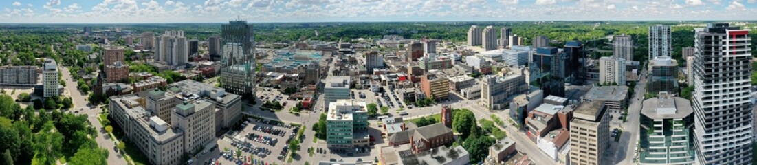 Fototapeta na wymiar Aerial panorama of London, Ontario, Canada in spring