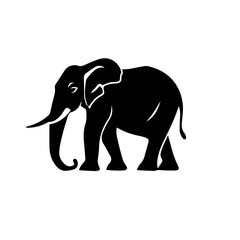 elephant black and white vector illustration