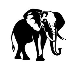elephant black and white vector illustration