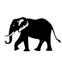 elephant black and white vector illustration