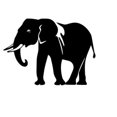 elephant black and white vector illustration