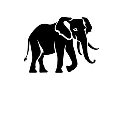 elephant black and white vector illustration