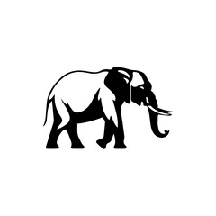 elephant black and white vector illustration