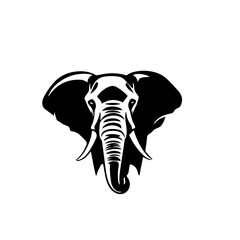 elephant black and white vector illustration
