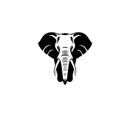 elephant black and white vector illustration