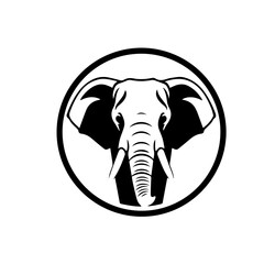 elephant black and white vector illustration