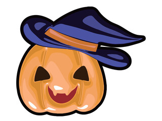 帽子をかぶったジャックオランタンのハロウィン向けのイラスト素材
