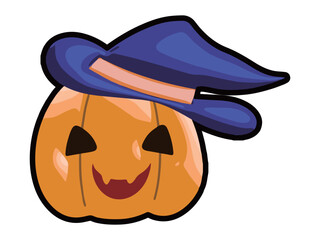 帽子をかぶったジャックオランタンのハロウィン向けのイラスト素材