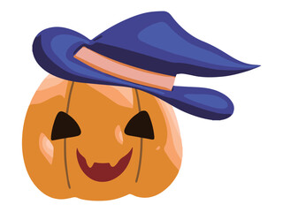 帽子をかぶったジャックオランタンのハロウィン向けのイラスト素材