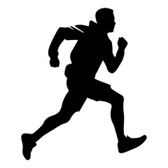 Silhouette of a running man or jogger or sprinter