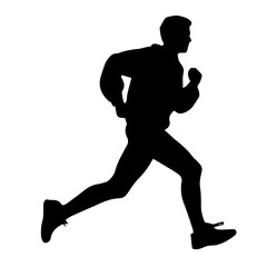 Silhouette of a running man or jogger or sprinter