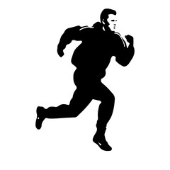Silhouette of a running man or jogger or sprinter