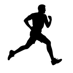 Silhouette of a running man or jogger or sprinter