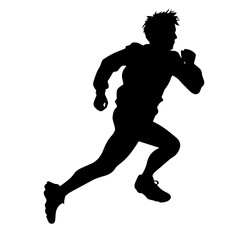 Silhouette of a running man or jogger or sprinter