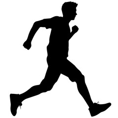 Silhouette of a running man or jogger or sprinter
