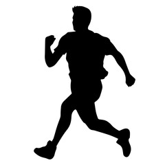 Silhouette of a running man or jogger or sprinter