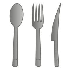 Cutlery in Cartoon Style. Vector Illustration of Spoon, Fork, and Knife for Camping