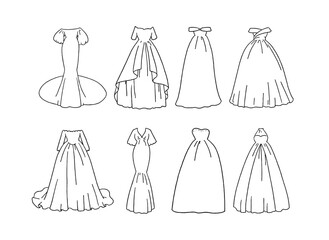 白のドレスのイラストセット