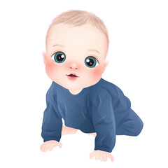 Cute baby boy newborn baby shower watercolor illustration