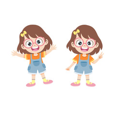 Vector cute little kid feeling happy