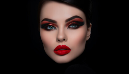 Fototapeta premium Beautiful woman with elegance and sensuality in fine art portrait generated by AI