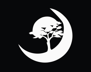 Black and white tree on the Yin Yang symbol