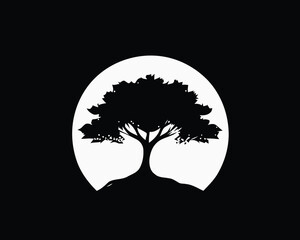 Black and white tree on the Yin Yang symbol - 617828679
