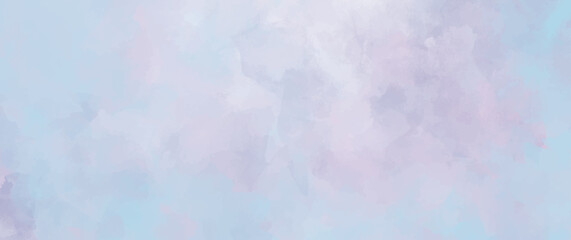 Pink and blue watercolor art background for cards, flyer, poster, banner and cover design. Sky. Clouds. Heaven. Multicolor illustration. Pastel color splashes and brushstrokes. Colorful template.