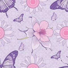 Fototapeta na wymiar Vector Flower Pattern Wallpaper isolated illustration